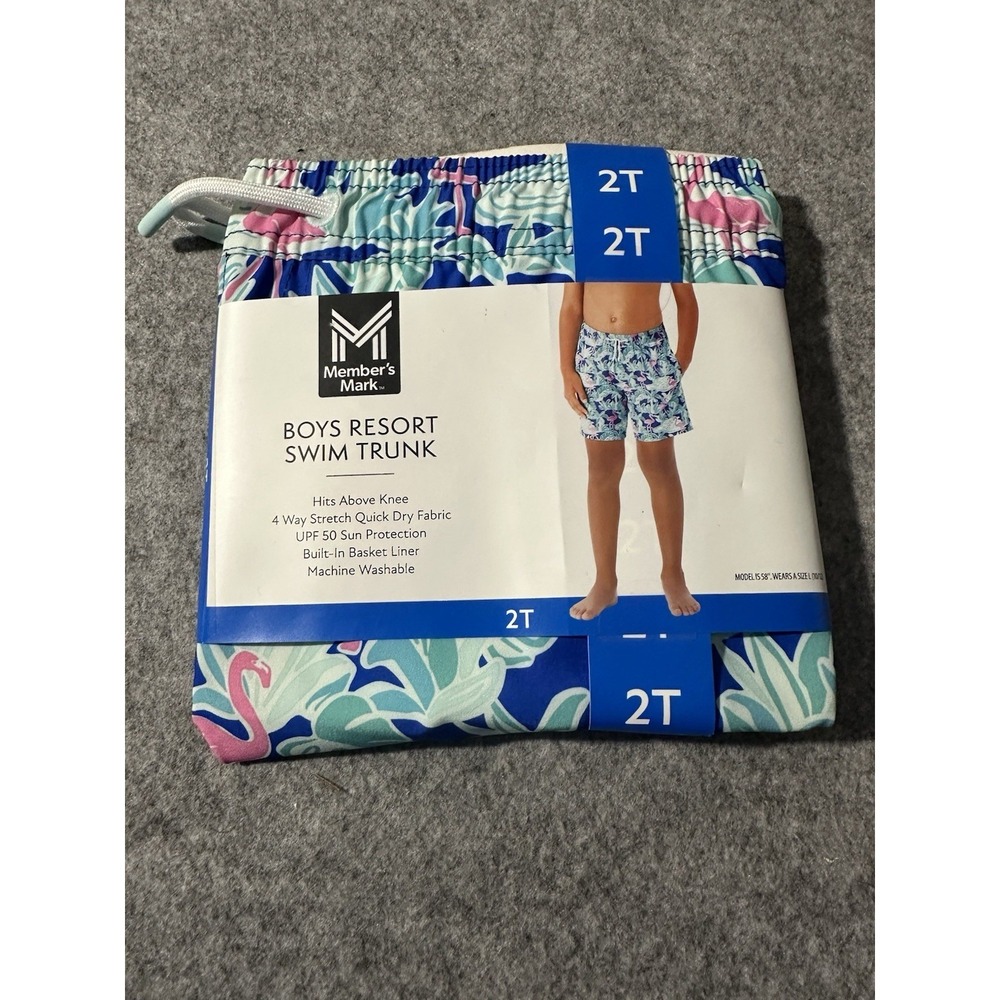 Boys Resort Swim Trunks With‎ Built-In Liner By Member's Mark 2T Light Blue